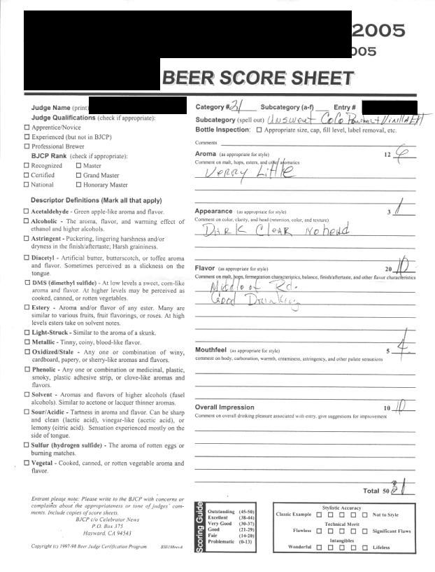 Sample Scoresheets Beer Judge Certification Program Sample Scoresheets Beer Judge Certification Program
